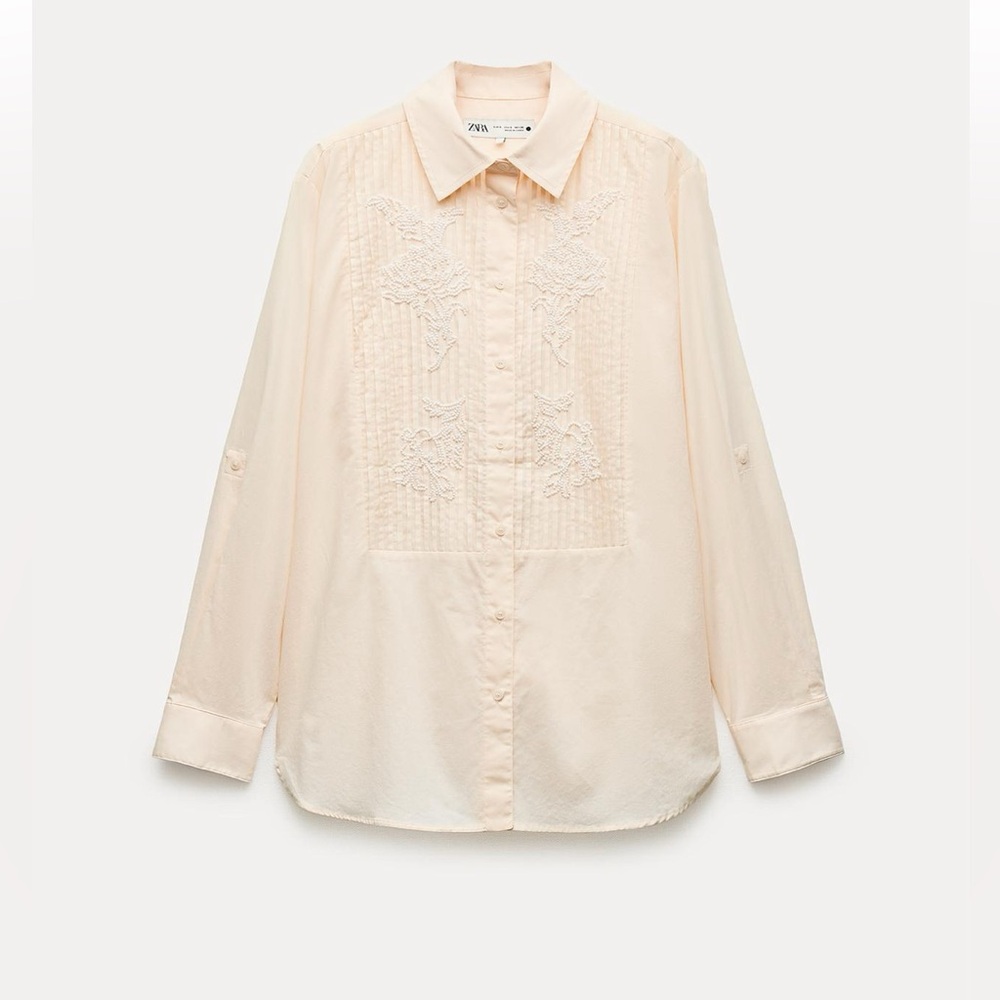 ZW COLLECTION ECRU ZARA SHIRT WITH BEADED CHEST ABSOLUTELY GORGEOUS NWT!